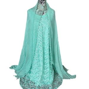 Beautiful sea foam green 3 piece custom made bling embroidered dress